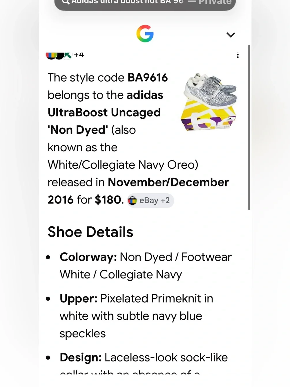 Adidas UltraBoost Uncaged Non Dyed Shoe Sock Sneaker PrimeKnit Mens 8.5 Wht Navy
